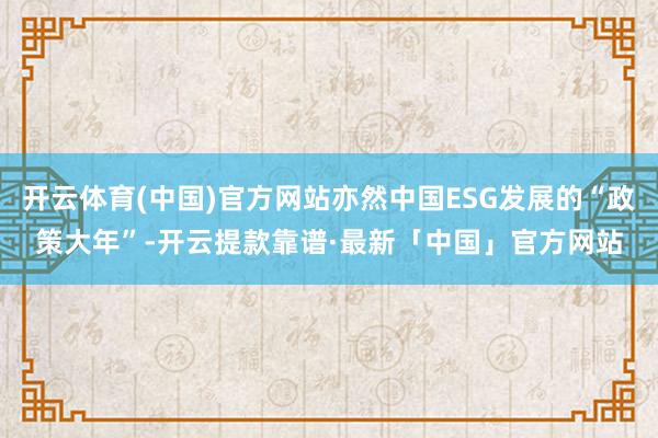 开云体育(中国)官方网站亦然中国ESG发展的“政策大年”-开云提款靠谱·最新「中国」官方网站
