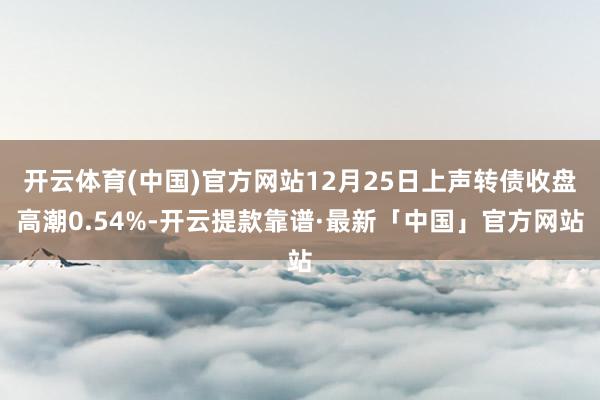 开云体育(中国)官方网站12月25日上声转债收盘高潮0.54%-开云提款靠谱·最新「中国」官方网站